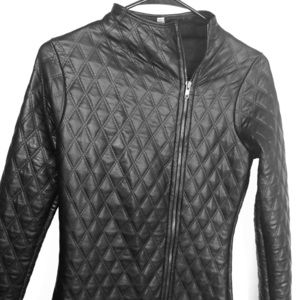 Black Faux Leather Zipper Dress